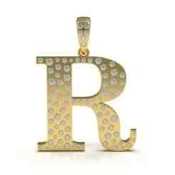 Letter R Flush Setting Diamond Pendant
