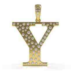 Letter Y Flush Setting Diamond Pendant