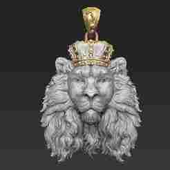 Lion Head with Crown Pendant – 3 Versions (Solid, Hollow, Parts)