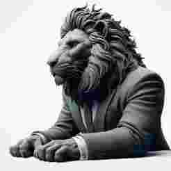 Lion in Human Suit 3D Print – Stylish Decorative Showpiece Model