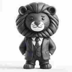 Lion in Suit 3D Print – Modern Decorative Figurine Showpiece
