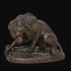 Lion vs Snake STL  3D Printable Mythic Animal Battle Sculpture