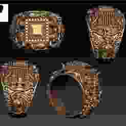 Lord Vishnu Lakshmi Temple Ring – Intricate Hindu Mythology Jewelry 3D Model