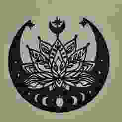 Lotus flower and moon Wall art