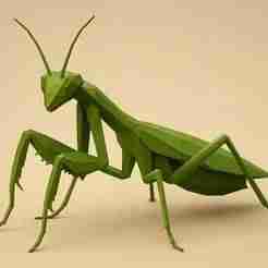 Low Poly 3D Praying Mantis Model – Geometric Insect Figurine