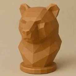 Low Poly Bear Bust – 3D Printable STL File