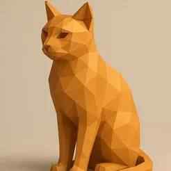 Low Poly Cat – Minimalist Geometric Sculpture