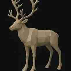 Low Poly Deer 3D Model – Polygonal Deer with Antlers STL for 3D Printing