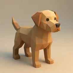 Low Poly Dog 3D Model – Printable STL Animal Sculpture