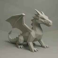 Low Poly Dragon 3D Model – STL File for 3D Printing