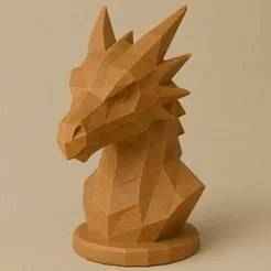 Low Poly Dragon Bust – 3D Printable Fantasy STL File