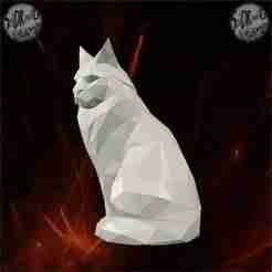 Low Poly Geometric Cat Statue – SoliDRawinGs SG1007