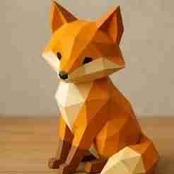 Low-Poly Geometric Fox Figurine