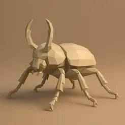 Low Poly Goliath Beetle 3D Model STL – Polygonal Insect Sculpture