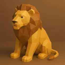 Low Poly Lion 3D Model – STL File for 3D Printing