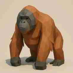 Low Poly Orangutan STL – Geometric 3D Model for Printing