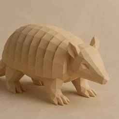 Low Poly Pink Fairy Armadillo 3D Model STL – Polygonal Armadillo Sculpture