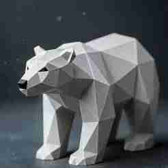 Low-Poly Polar Bear – Minimalist Winter Statue STL