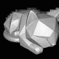 Low-Poly Sleeping Cat – Geometric Kitty Statue (STL)