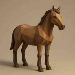 Low Poly Standing Horse 3D Model for Printing