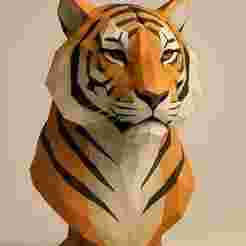 Low Poly Tiger Bust – Geometric Animal Sculpture