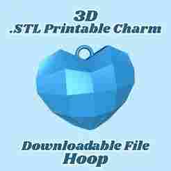 Low Polygon Heart Charm STL File: 3D Printing Jewelry, Keychains Digital Download