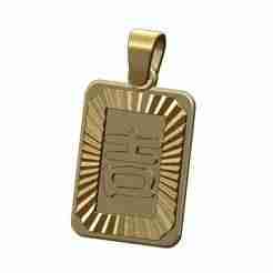 Lucky luck chinese symbol faceted sunrays tag pendant charm
