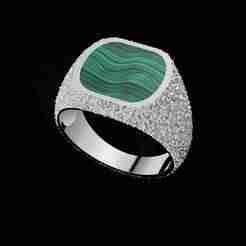 Man Signet Ring with Cabochon with Texture