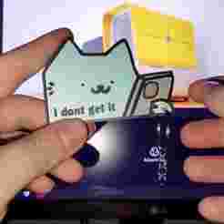 😼 Meme Cat Keychain – “I don’t get it / OW”
