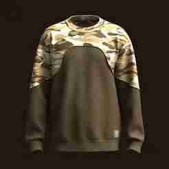Men Sweatshirt With Camo   | Marvelous / Clo3d / obj / fbx