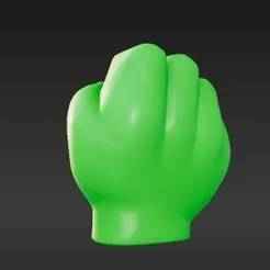 Mighty Green Fist Keychain Charm - Stylized Power Punch Miniature for 3D Printing