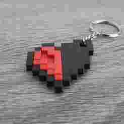 Minecraft half Hardcore heart keychain
