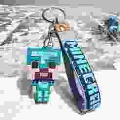 minecraft steve keychain (with armor)