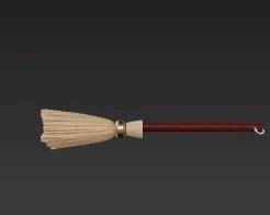 Miniature Flying Broomstick Keychain Charm - Sleek Magical Wizard Accessory 3D Print Model