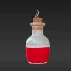 Miniature Health Potion Vial Keychain Charm - Fantasy RPG Accessory 3D Print Model