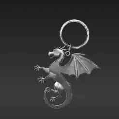 Minimalist Flying Dragon Keychain - Elegant Silhouette 3D Print Model