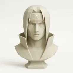 Minimalist low-poly bust of Itachi Uchiha