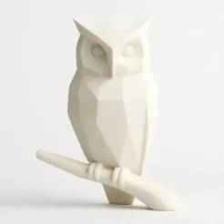 Minimalist Owl on a Branch Sculpture