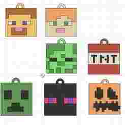 mix of minecraft keychains