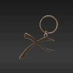 Modern Abstract Signature Keyring - Polished Rose Gold Aesthetic Fan Accessory