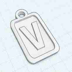 Modern Letter Keychain - V (A-Z Collection) - 3D Printable Personalized Keyring