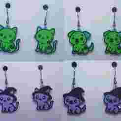 Monster Mix Zombie and Witch Earrings & Keychains – Halloween Pet Outfits (No AMS Needed)
