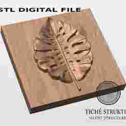 Monstera Leaf – Decorative Relief – 3D STL Model