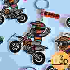 Motorcyclist and his motocross - keychain