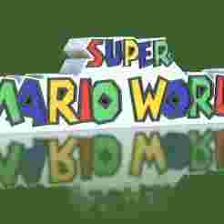 Multicolored "Super Mario World" decorative logo - Customizable modular 3D model