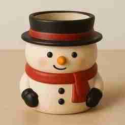 Muñeco de nieve maceta, decoración, hogar, porta objetos, dulcero, recuerdos, posada,