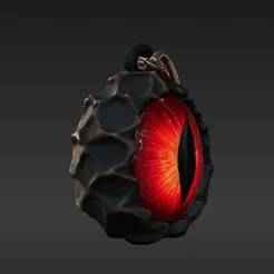 Mystical Sentinel Eye Charm - Scally Textured Mini Keychain with Vivid Red Iris