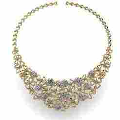 Necklace diamond with gold plate