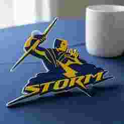 NRL Melbourne Storm keychain badge color printable and renderable