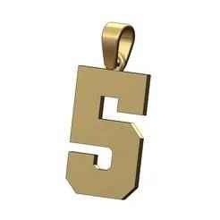 Number 5 five varsity high school letterman pendant charm
